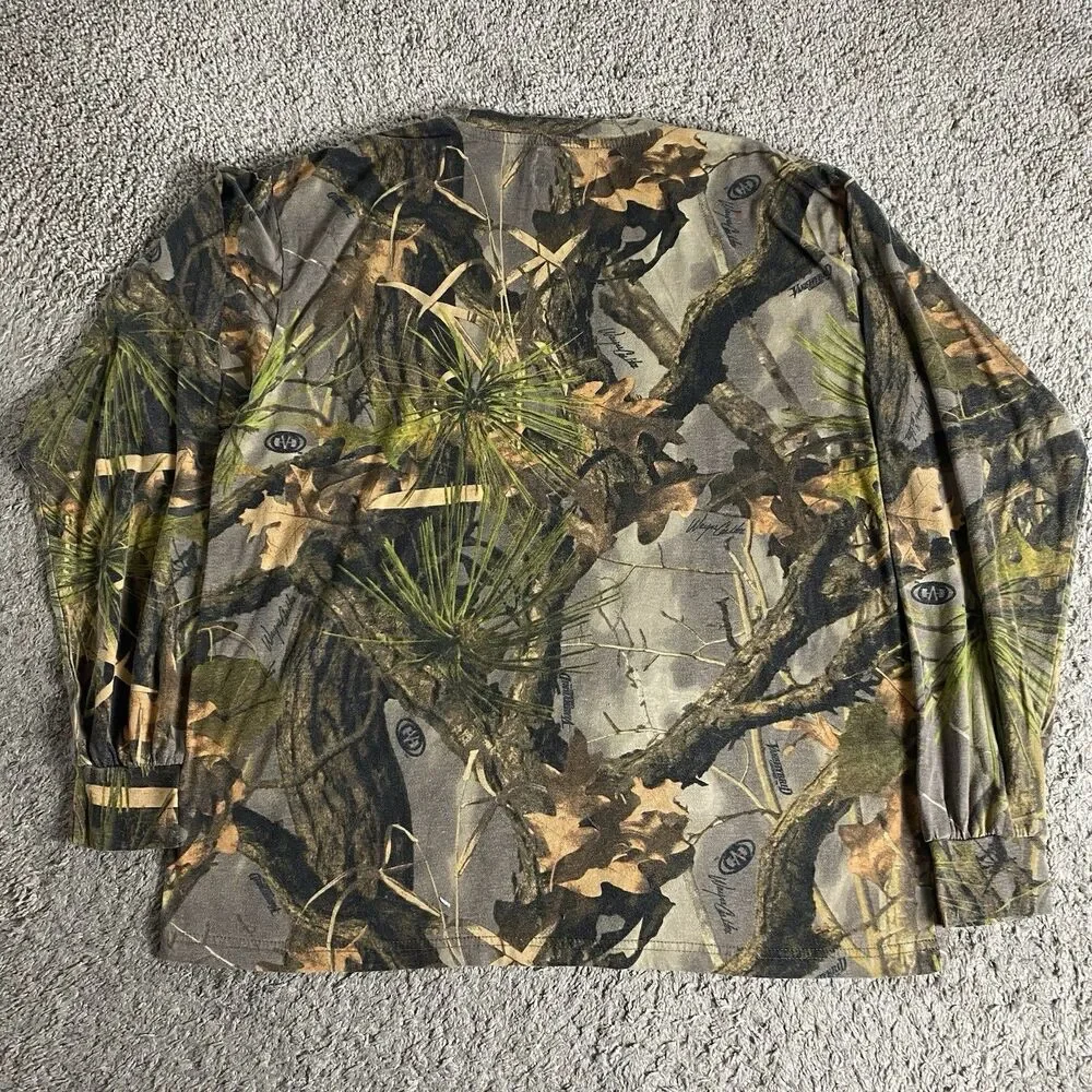 Vintage Wohali Outdoors Forest Camo Print T-shirt Size XL Hunting Fishing